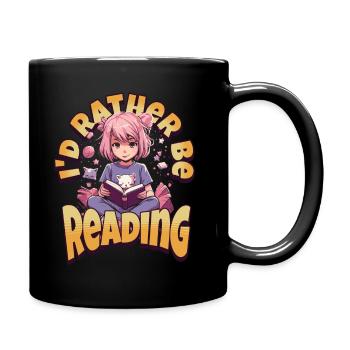 I'd rather be reading Kawaii Anime Girl Bookworm - Full Colour Mug - black - Right