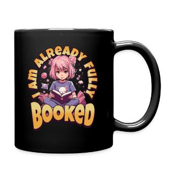Fully Booked - Kawaii Anime Girl für Bücherwürmer - Tasse einfarbig - Schwarz - Rechts