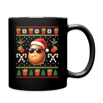 Drôle de pomme de terre Noël frites motif - Mug uni - noir - Droite