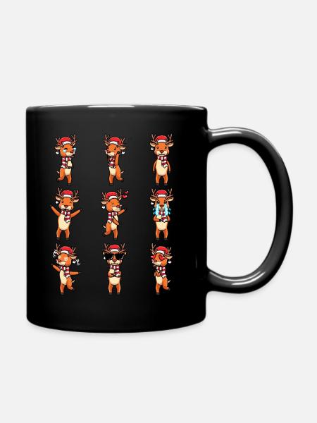 Rentier Emoticon Weihnachten Weihnachten - Tasse einfarbig - Schwarz