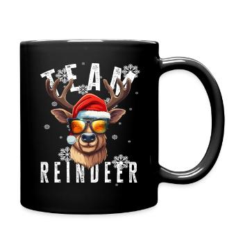 Christmas Motif Reindeer Xmas Team Reindeer - Full Colour Mug - black - Right