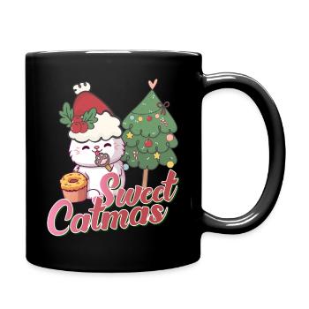 Sweet Catmas cat xmas Katze Weihnachten Nikolaus - Tasse einfarbig - Schwarz - Rechts