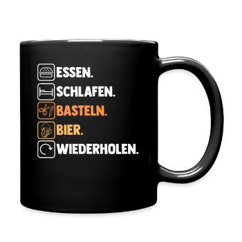 Bier Bastler Basteln - Tasse einfarbig - Schwarz - Rechts