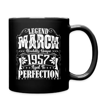 March 1957. March 1957 Birthday Gift. March. - Full Colour Mug - black - Right