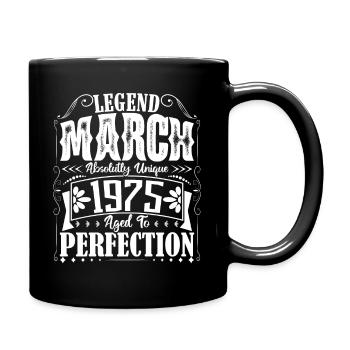 March 1975. March 1975 Birthday Gift. March. - Full Colour Mug - black - Right