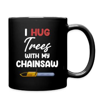 J’embrasse les arbres avec ma tronçonneuse plus drôle - Mug uni - noir - Droite