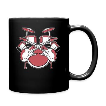 Drum -Set und Gitarre Schlagzeuger - Tasse einfarbig - Schwarz - Rechts