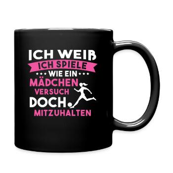 Fußball Sport Mädchen Geschenk - Tasse einfarbig - Schwarz - Rechts