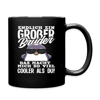 Ich Werde Großer Bruder Pinguin Jungs Sohn - Tasse einfarbig - Schwarz - Rechts