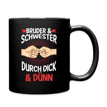 Geschwister Bruder und Schwester - Tasse einfarbig - Schwarz - Rechts