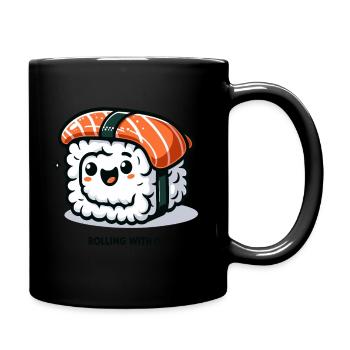 Fröhliches Sushi – Rolling with it - Full Colour Mug - black - Right