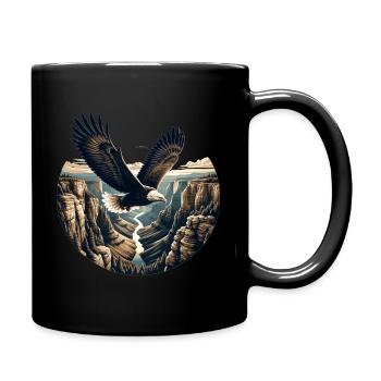 Eagle soars over canyon - Full Colour Mug - black - Right