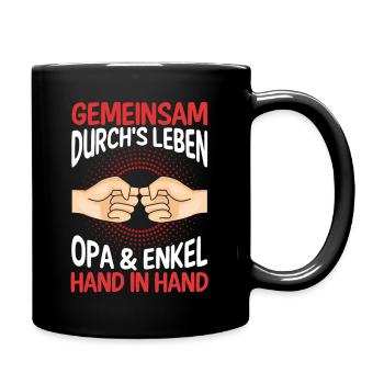 Großvater Opa und Enkel - Tasse einfarbig - Schwarz - Rechts
