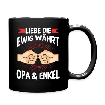 Großvater Opa und Enkel - Tasse einfarbig - Schwarz - Rechts