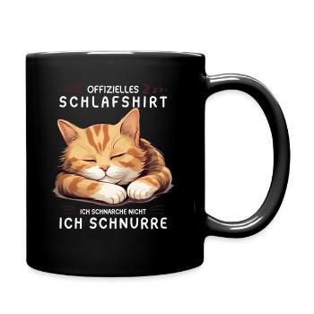 Offizielles Schlafshirt personalisiert mit Katze - Tasse einfarbig - Schwarz - Rechts