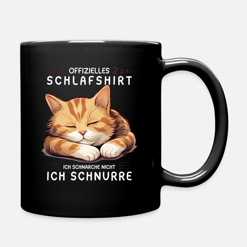 Offizielles Schlafshirt personalisiert mit Katze - Tasse einfarbig - Schwarz