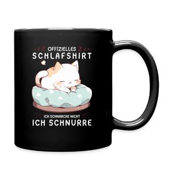 Offizielles Schlafshirt personalisiert mit Katze - Tasse einfarbig - Schwarz - Rechts