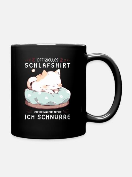 Offizielles Schlafshirt personalisiert mit Katze - Tasse einfarbig - Schwarz