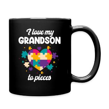J’aime mon petit-fils en morceaux autisme mamie - Mug uni - noir - Droite