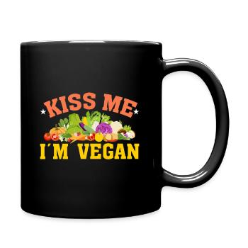 Küss Mich, Ich Bin Veganer - Tasse einfarbig - Schwarz - Rechts