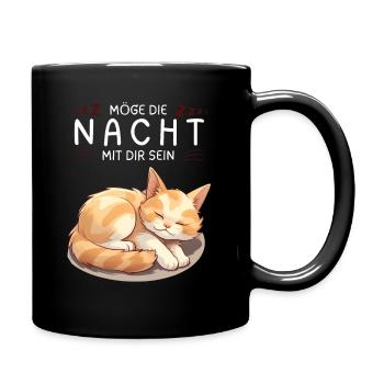 Möge die Nacht mit dir sein - Schlafshirt Katze - Tasse einfarbig - Schwarz - Rechts