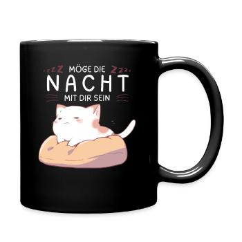 Möge die Nacht mit dir sein - Schlafshirt Katze - Tasse einfarbig - Schwarz - Rechts