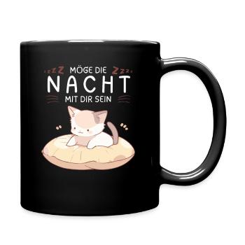 Möge die Nacht mit dir sein - Schlafshirt Katze - Tasse einfarbig - Schwarz - Rechts