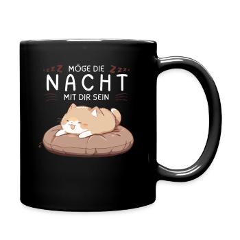 Möge die Nacht mit dir sein - Schlafshirt Katze - Tasse einfarbig - Schwarz - Rechts