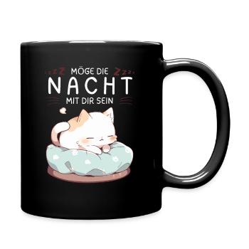 Möge die Nacht mit dir sein - Schlafshirt Katze - Tasse einfarbig - Schwarz - Rechts