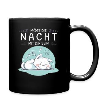 Möge die Nacht mit dir sein - Schlafshirt Katze - Tasse einfarbig - Schwarz - Rechts