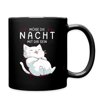 Möge die Nacht mit dir sein - Schlafshirt Katze - Tasse einfarbig - Schwarz - Rechts