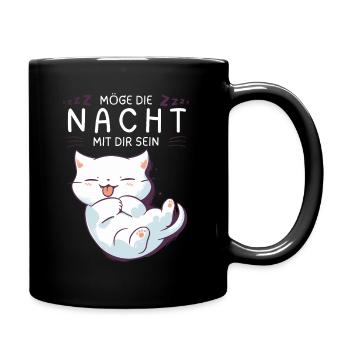 Möge die Nacht mit dir sein - Schlafshirt Katze - Tasse einfarbig - Schwarz - Rechts