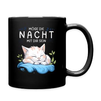 Möge die Nacht mit dir sein - Schlafshirt Katze - Tasse einfarbig - Schwarz - Rechts
