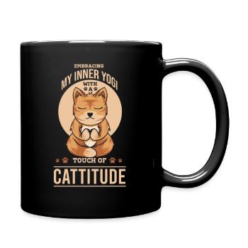 Embracing my inner yogi with a touch of cattitude - Tasse einfarbig - Schwarz - Rechts