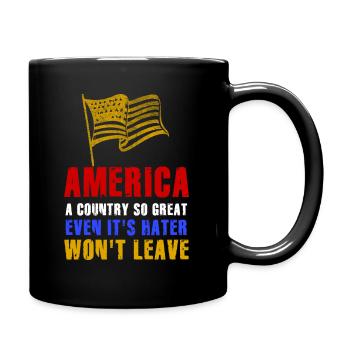 Amerika: Ein Land, das so großartig ist, dass die USA patriotisch sind - Tasse einfarbig - Schwarz - Rechts