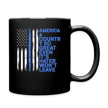 Amerika: Ein Land, das so großartig ist, dass die USA patriotisch sind - Tasse einfarbig - Schwarz - Rechts