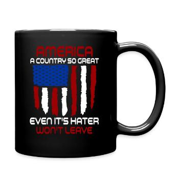 Amerika: Ein Land, das so großartig ist, dass die USA patriotisch sind - Tasse einfarbig - Schwarz - Rechts