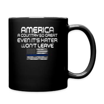 Amerika: Ein Land, das so großartig ist, dass die USA patriotisch sind - Tasse einfarbig - Schwarz - Rechts