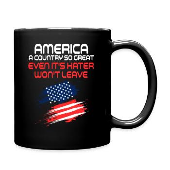Amerika: Ein Land, das so großartig ist, dass die USA patriotisch sind - Tasse einfarbig - Schwarz - Rechts