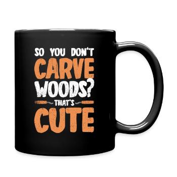 Sculpture sur bois brillant sur bois - Mug uni - noir - Droite