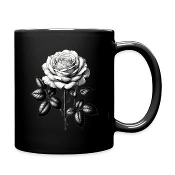 Detailed botanical illustration of a rose - Full Colour Mug - black - Right