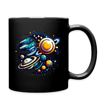 Space design with planets and stars - Full Colour Mug - black - Right