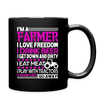 Farmer I'm A Farmer I Love Freedom - Full Colour Mug - black - Right