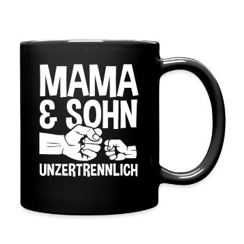 Mutter Muttertag Mama und Sohn - Tasse einfarbig - Schwarz - Rechts