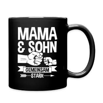 Mutter Muttertag Mama und Sohn - Tasse einfarbig - Schwarz - Rechts