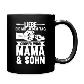 Mutter Muttertag Mama und Sohn - Tasse einfarbig - Schwarz - Rechts