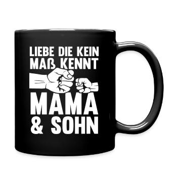 Mutter Muttertag Mama und Sohn - Tasse einfarbig - Schwarz - Rechts