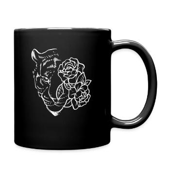 Tiger mit Blumen Zoologe - Tasse einfarbig - Schwarz - Rechts