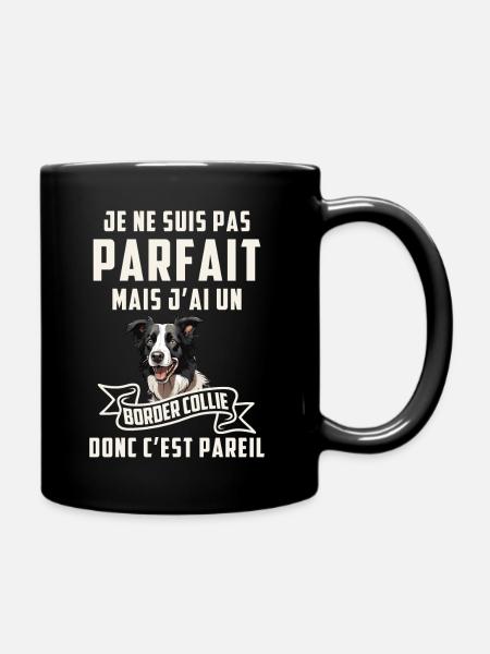 Pas parfait mais j ai un border cllie chien mignon - Mug uni - noir