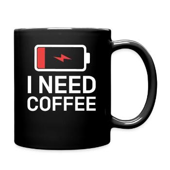 But First I Need Coffee Low Battery - Full Colour Mug - black - Right